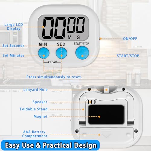 Lasubst Digital Classroom Timers for Teachers Kids School Supplies Bulk with Magnetic Back 24 Pack, Black White Pink Purple Blue Green - color: Black White Pink Purple Blue Green