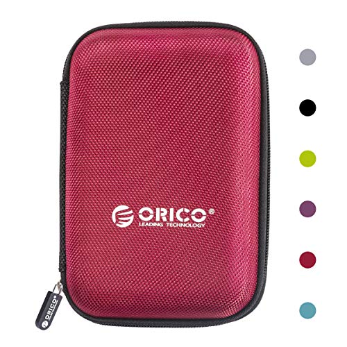 ORICO Hard Drive Case 2.5 inch External Drive Storage Carrying Bag Waterproof Shockproof with Inner Size 5.5x3.5x1.0inch for Organizing HDD and Electronic Accessories, Red(PHD-25) - color: Red