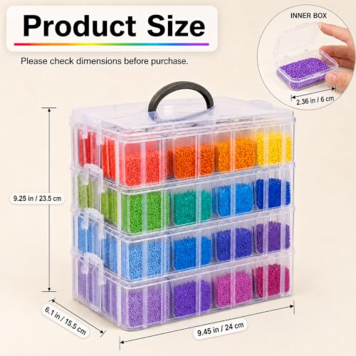 4-Tier Stackable Bead Organizer, 112 Grids Craft Storage Box - color: 4-Tire Bead Organizer