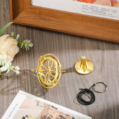 meekoo 2 Pcs Gyroscope Toys, Metal Anti Gravity Top, Gold - style: Gold
