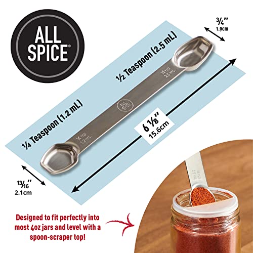 AllSpice Stainless Steel Double Sided Measuring Spoon- 1/2 Teaspoon and 1/4 Teaspoon - size: Half teaspoon/ Quarter Teaspoon