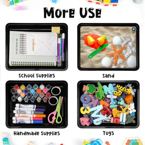 Maitys 24 Pcs Plastic Art Tray 11x8.7x1 Inch Activity Craft Tray,Black - color: Black