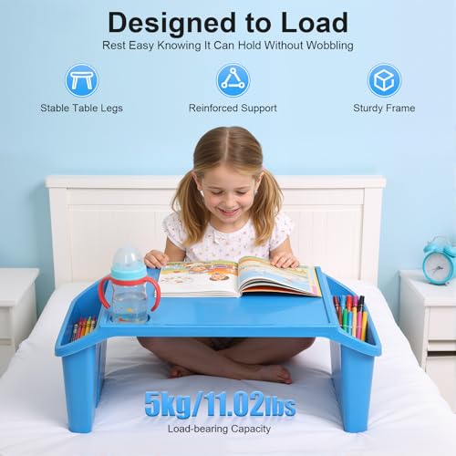 4 Pack Kids Lap Desk, Portable Kids Lap Tray with Side Storage, Stackable Plastic Desk for Drawing Reading Doing Homework, Lightweight, Easy to Clean, with Cup Holder and Phone Slot - size: Large