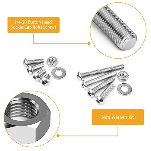VIGRUE 300pcs 1/4-20 Hex Button Head Cap Screw, 304 Stainless Steel UNC Hexagon Bolts Flat Washers Nuts Assortment Kit Machine Screws Set, 8 Sizes (Length from 3/8" to 2") - size: 300pcs 1/4-20 Button Head
