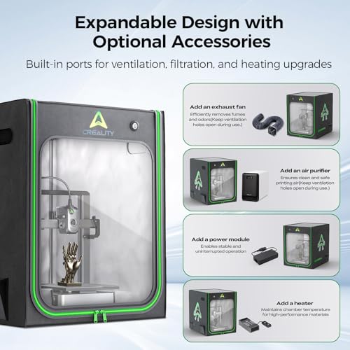 Creality 3D Printer Enclosure with Ventilation & LED Light 27.56"×29.53"×35.43" 3D Printer Cover Fireproof Constant Temperature Enclosure for CR-10 Smart Pro/CR-10 Pro/Ender 3 S1 Plus/Ender 5 Plus - color: 2026 New Enclosure - L