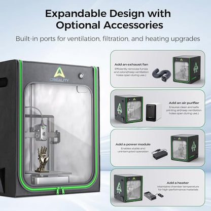 Creality 3D Printer Enclosure with Ventilation & LED Light 27.56"×29.53"×35.43" 3D Printer Cover Fireproof Constant Temperature Enclosure for CR-10 Smart Pro/CR-10 Pro/Ender 3 S1 Plus/Ender 5 Plus - color: 2026 New Enclosure - L