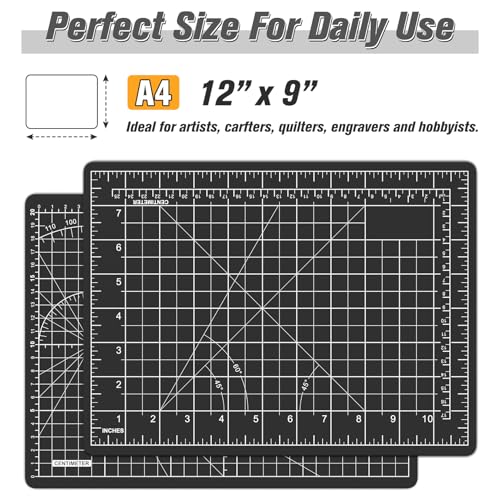 DIYSELF 9in×12in Self Healing Cutting Mat, A4 Craft Mat, Paper Craft Tools - color: Black, size: 12"L x 9"W