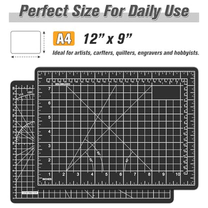 DIYSELF 9in×12in Self Healing Cutting Mat, A4 Craft Mat, Paper Craft Tools - color: Black, size: 12"L x 9"W