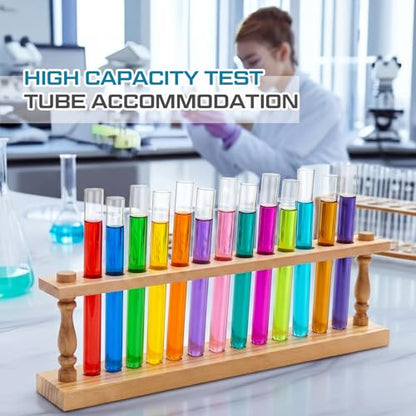 1 Pcs Wooden Test Tube Rack Accommodates 12 Tubes up to 22mm Diameter Laboratory Wood Construction Test Tube Holder