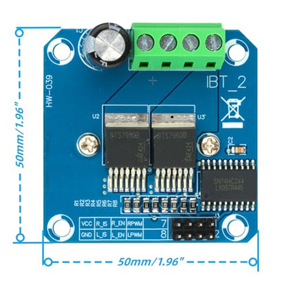 2Pcs BTS7960 43A High Power H-Bridge Motor Driver Module