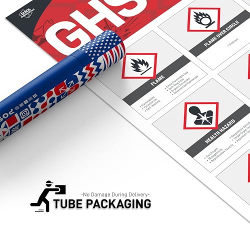 GHS Pictogram Poster, OSHA GHS Compliance Reference for Industrial Safety, 18 x 24 inches GHS Pictograms and Hazards Guide, GHS Labeling Poster for Hazard Communication - style: GHS Pictogram