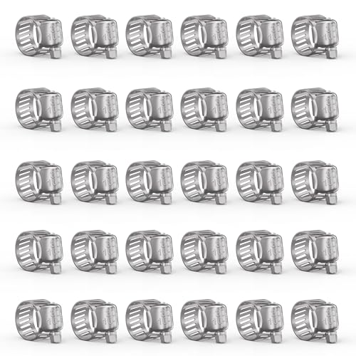30PCS 304 Stainless Steel Worm Gear Hose Clamps, 3/8"-5/8" (10-16mm) - color: Silver, size: 3/8" to 5/8"(30pcs)
