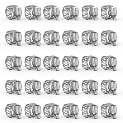 30PCS 304 Stainless Steel Worm Gear Hose Clamps, 3/8"-5/8" (10-16mm) - color: Silver, size: 3/8" to 5/8"(30pcs)