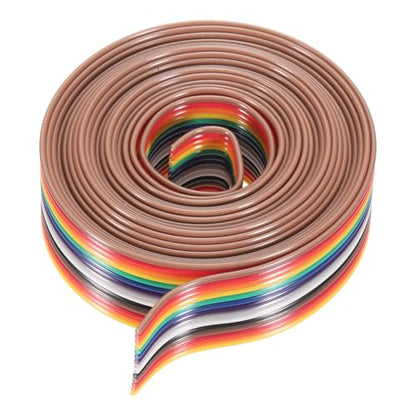 MECCANIXITY 1 Pcs 14 Pin Flat Rainbow Ribbon Cable 6.6 Ft 1.27mm Pitch Breadboard Jumper Wires for Electronic Projects - size: 6.6 Ft, style: 14P