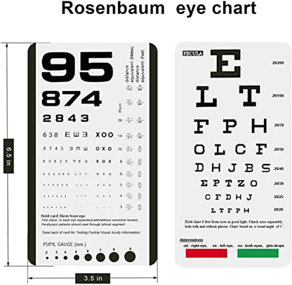 PECULA 2 PCS Eye Chart, Pocket Eye Charts, Snellen and Rosenbaum Pocket Eye Chart for Eye Exams (2 in 1) - color: 2* PECULA