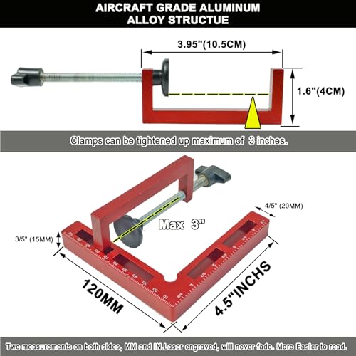 4 Pack 90 Degree Corner Clamps,4.5"x4.5" Aluminum Alloy Right Angle Positioning Squares for Woodworking, Picture Frame/Box/Cabinet joint splicing, Drawer Assembly Joinery Tools