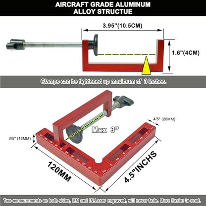 4 Pack 90 Degree Corner Clamps,4.5"x4.5" Aluminum Alloy Right Angle Positioning Squares for Woodworking, Picture Frame/Box/Cabinet joint splicing, Drawer Assembly Joinery Tools