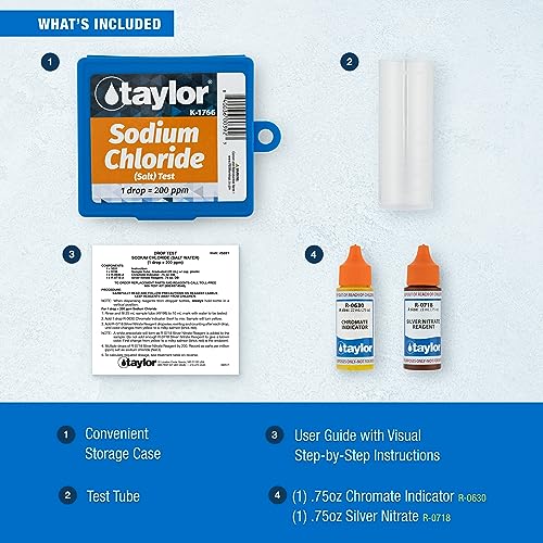 Taylor Technologies K-1766, Pool and Spa Drop Test Kit for Sodium Chloride