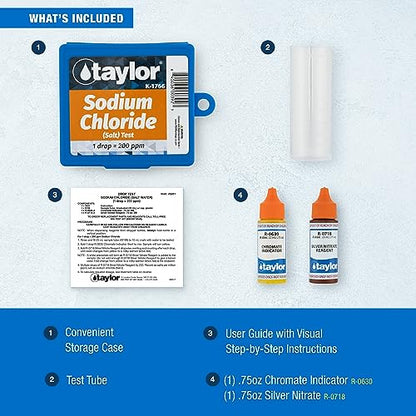 Taylor Technologies K-1766, Pool and Spa Drop Test Kit for Sodium Chloride