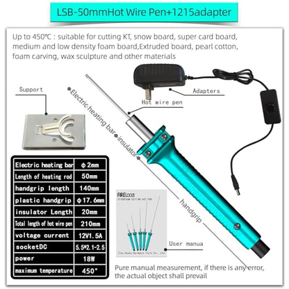 Electric Hot Wire Cutter 5CM length Hot melt Pen, Hot Electric Cutter Kit, Styrofoam Hot Hot Wire Cutting Pen for Amateur DIY Heat Cutting Engraving Art Making handmade - size: 50mm