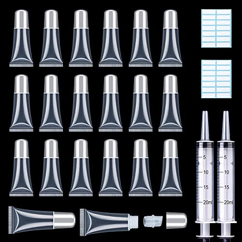 AMORIX 50PCS Empty 5ml Silver Cap Lip Gloss Tubes for Lipgloss Base - color: Silver, size: 5ml-50PCS
