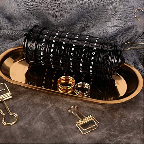 Cryptex Da Vinci Code Mini Cryptex Lock Puzzle Boxes with Hidden Compartments Anniversary Valentine's Day Romantic Birthday Gifts for Her Gifts for Girlfriend Box for Men - color: Black