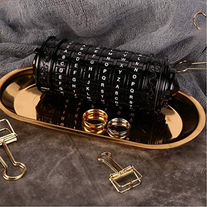 Cryptex Da Vinci Code Mini Cryptex Lock Puzzle Boxes with Hidden Compartments Anniversary Valentine's Day Romantic Birthday Gifts for Her Gifts for Girlfriend Box for Men - color: Black