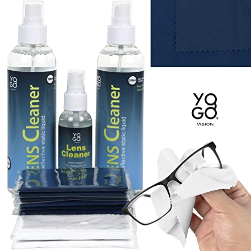 Lens Cleaner Spray 3 Eyeglass Cleaner, with 10 Microfiber Cloths Kit Ammonia and Streak Free Safe for Eyewear and Electronics - size: 13 Piece Set