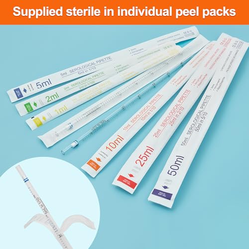 10ml Serological Pipettes,Polystyrene Plastic Serological Pipettes - Individually Packaged, Pack of 50 - size: 10ml-50pcs