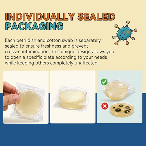 12-Pack Pre-Poured Agar Plates Petri Dishes Home Mold Test Kit with Swabs - color: Agar Plates for Science