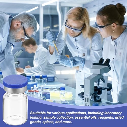 PATIKIL 6ml Sample Vials, 100 Pack Lab Empty Vials with Butyl Rubber Stopper Crimp Top Caps and Labels Borosilicate Glass Vial, Clear - color: Clear, size: 6ml