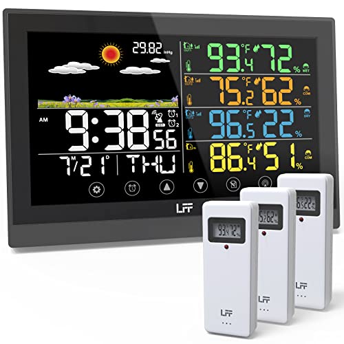 LFF Weather Station, Indoor Outdoor Weather Station Wireless with 3 Sensors