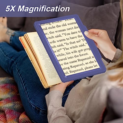 5X Large Page Magnifying Glass for Reading, Blue - color: Blue