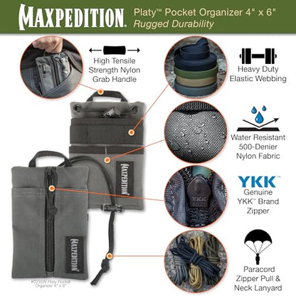 Maxpedition Platy Pocket Organizer, EDC Tool Pouch, Neck Wallet - color: Wolf Gray, size: 4" x 6"