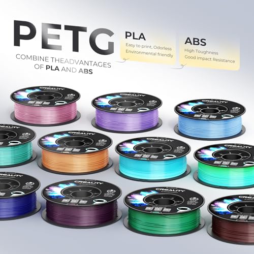 CREALITY PETG Filament 1.75mm 3D Printer Filament, 1kg (2.2lb) Neatly Wound Spool, Dimensional Accuracy ±0.03mm, Excellent Toughness, Fits for Most FDM 3D Printers, Transparent - color: 1kg Transparent Petg With Spool, size: 1.75 mm
