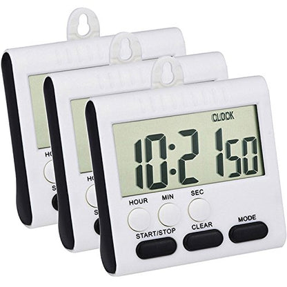 Mudder 3 Pcs Magnetic Digital Timer for Kitchen Classroom, Black White - color: Black