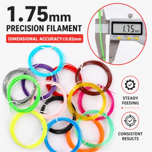 3D Pen Filament Refills, 22 Colors, 1.75mm PLA, 220 Feet - color: 10 Feet Each, 22 Colors