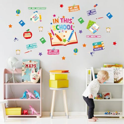 LHIUEM in This School Wall Stickers Positive Affirmations Window Cling - color: School