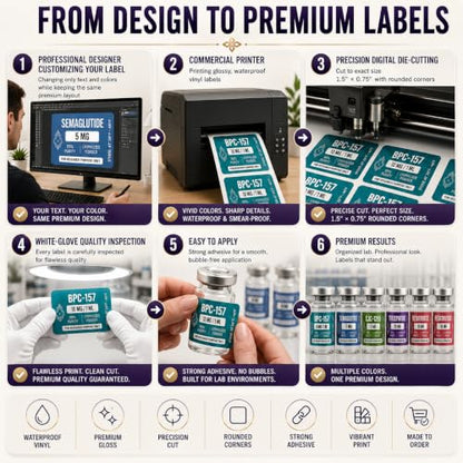 Personalized Peptide Vial Labels for 3mL & 5mL Vials, Waterproof Stickers
