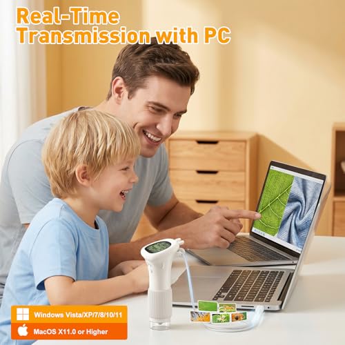 4K 1000X Digital Microscope for Kids with 2.0" IPS Screen(White) - color: White