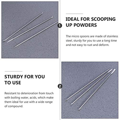 Hemobllo 6-Pack Stainless Steel Reagent Sampling Spoons Spatula Set for Deep Bottle Sampling Powder Scooping Mixing Chemistry Lab and Kitchen Use