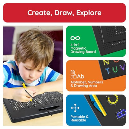 PicassoTiles 2-Pack Magnetic Drawing Board, Letter Board Freestyle STEM Toy - style: 2pk 4in1 Alphabets, Num& Free
