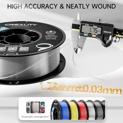 CREALITY PETG Filament 1.75mm 3D Printer Filament Bundle, 4kg (8.8lb) Neatly Wound Spool, Dimensional Accuracy ±0.03mm, 2026 Latest Batch, Fit for Most FDM 3D Printers, Black+White+Grey+Clear - color: 4kg Black+white+grey+clear (4-pack) Petg With Spool, s