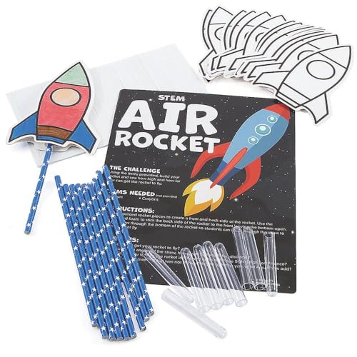 Fun Express STEM Color Your Own Air Rocket Craft Kit Makes 10