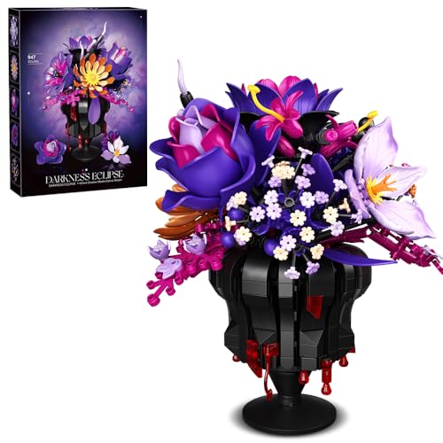 39098 Darkness Devour Building Blocks Flower Set, 947 Pieces of Floral and Plant Series Block Sets, Adult Creative Enthusiast Model Gifts and Unique Collectibles, Can be Used for Room Decoration - color: 39098