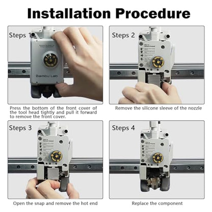 2‑Pack 0.4mm A1 Mini/A1/A2L Hardened Steel Hotend Kit for Bambu Lab - size: Silver 0.4mm+0.4mm