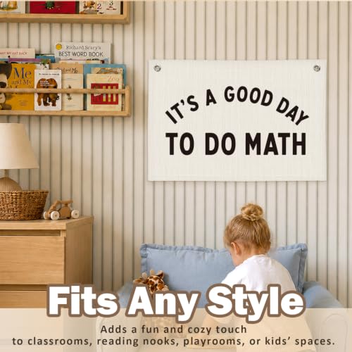 Math Classroom Decor Canvas Wall Hanging Banner - color: 04-Good Day to Do Math - Black and White