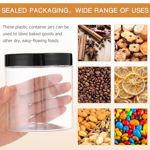 Patelai 4 Pcs Plastic Jars with Lids, Black, 16 oz, Wide Mouth - color: Black, size: 16 oz