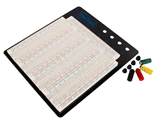 Tektrum EXTERNALLY Powered SOLDERLESS 3220 TIE-Points Experiment Plug-in BREADBOARD with Aluminum Back Plate and Jumper Wires for Proto-Typing Circuit - size: 3220 TIE-POINTS