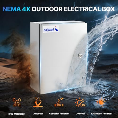 16x12x6 NEMA 4X Electrical Enclosure Metal Outdoor Enclosure Box - size: 16"H × 12"W × 6"D